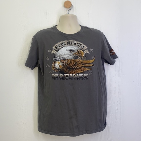 Harley Davidson - Vintage Earned Never Given Marines Dothan Alabama Shirt Size L - Picture 2 of 12